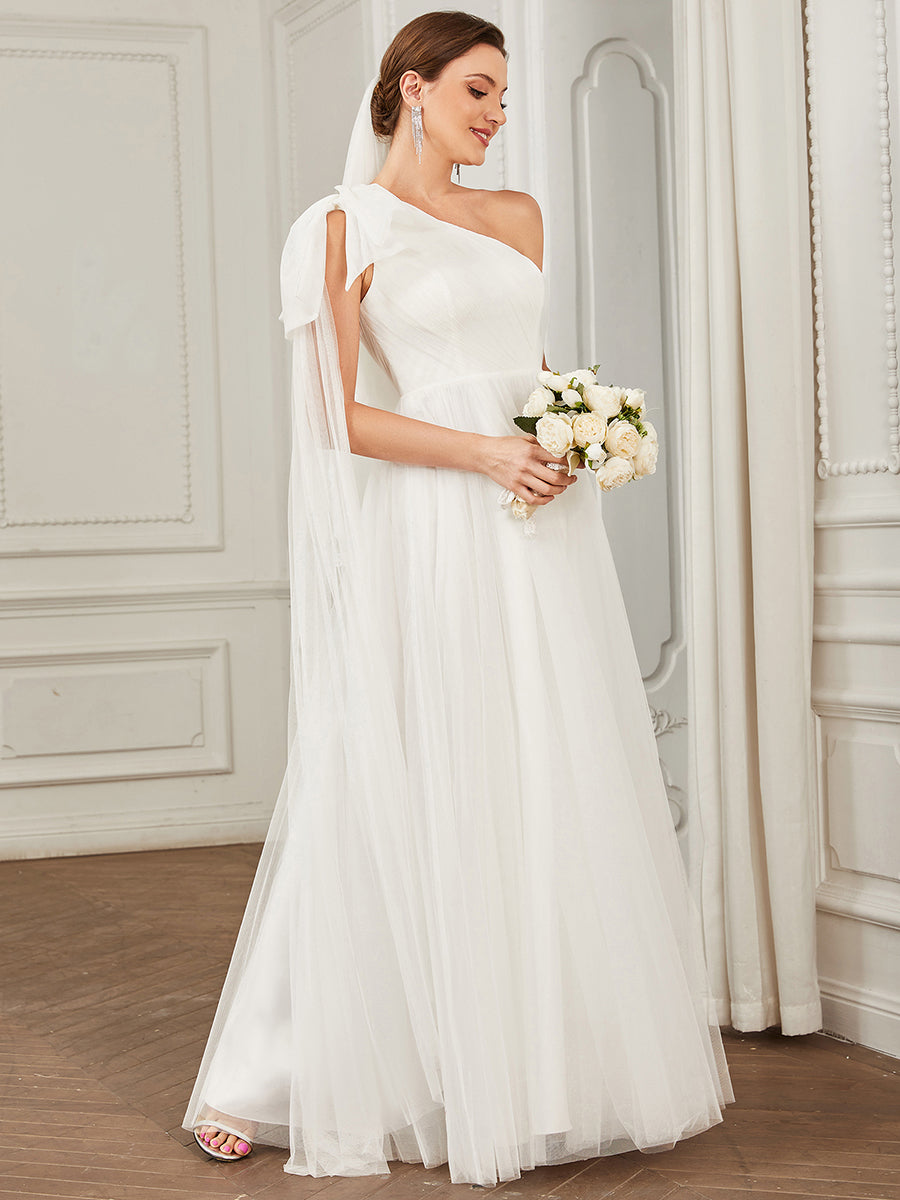 Sexy One Shoulder A Line Floor Length Wholesale Wedding Dresses