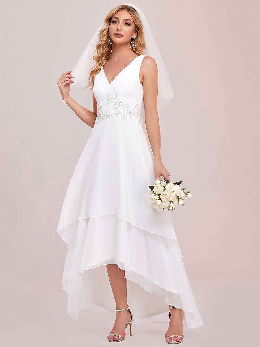 Deep V Neck A Line Floor Length Wholesale Wedding Dresses