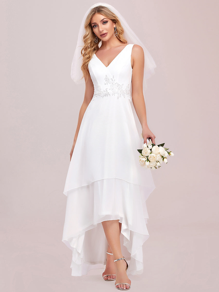 Deep V Neck A Line Floor Length Wholesale Wedding Dresses