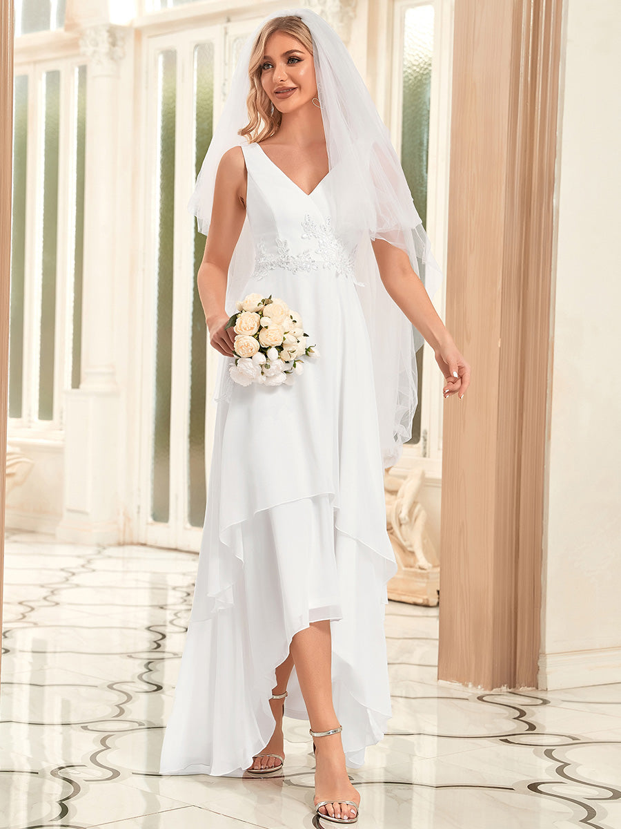 Deep V Neck A Line Floor Length Wholesale Wedding Dresses