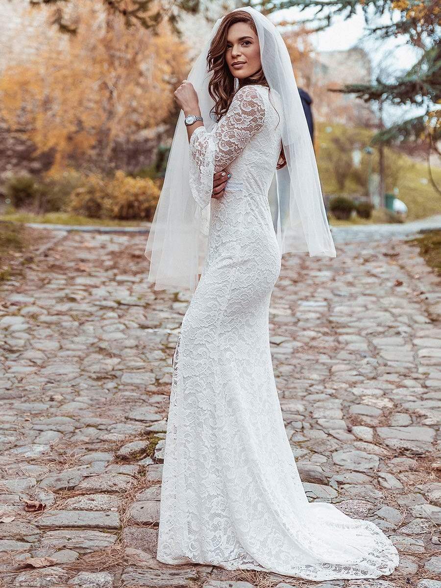 Sexy Maxi Mermaid Lace Wholesale Wedding Dress with High Split