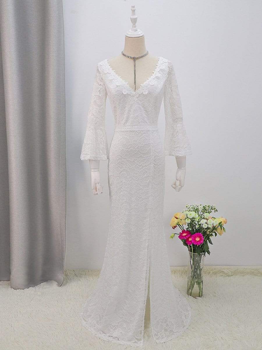 Sexy Maxi Mermaid Lace Wholesale Wedding Dress with High Split