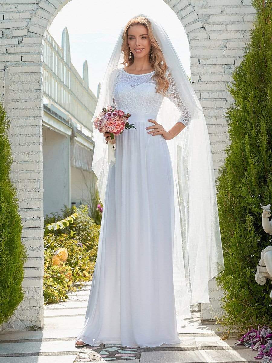 Simple Casual Lace & Chiffon Wholesale Wedding Dress for Eloping