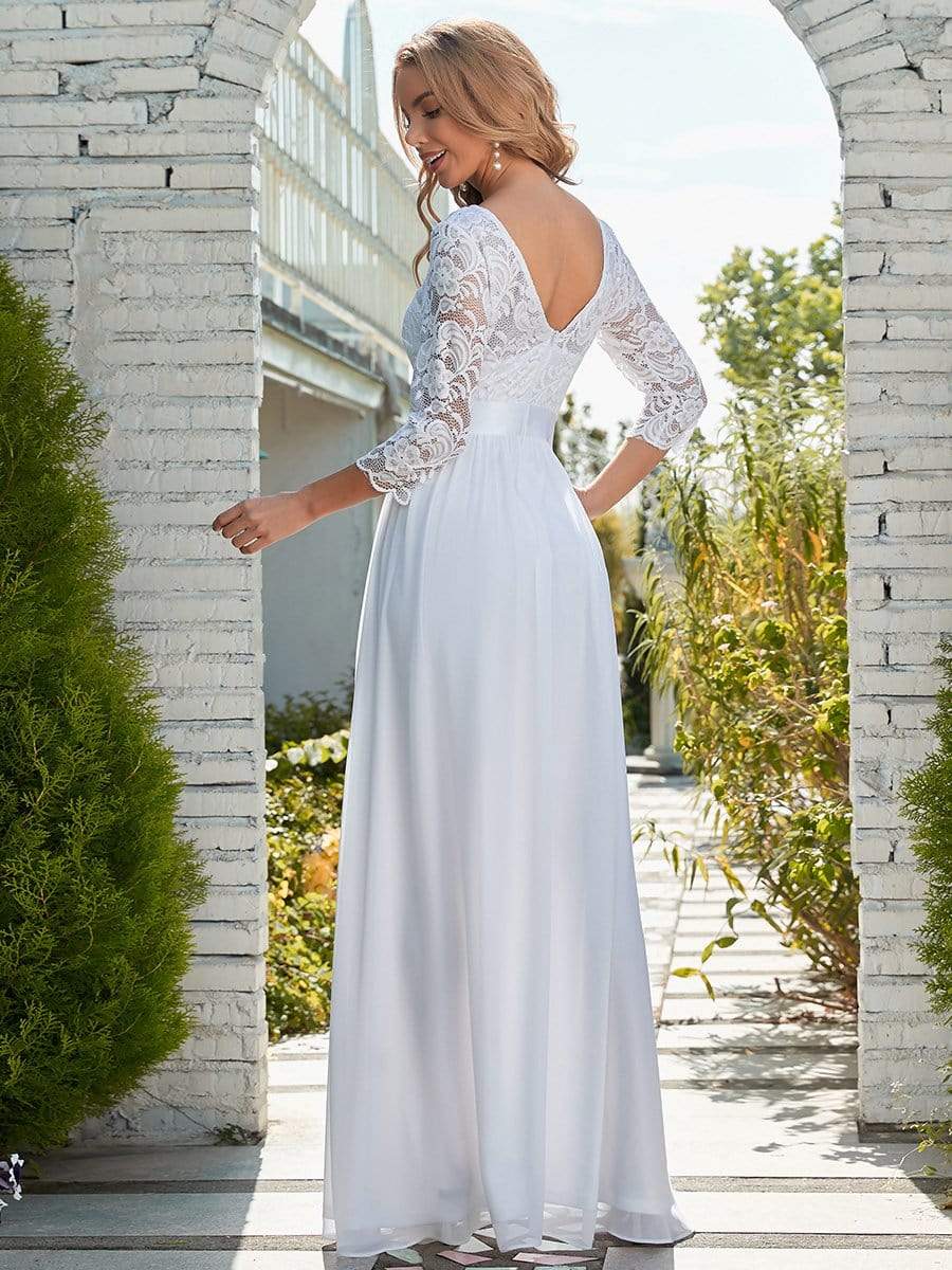 Simple Casual Lace & Chiffon Wholesale Wedding Dress for Eloping