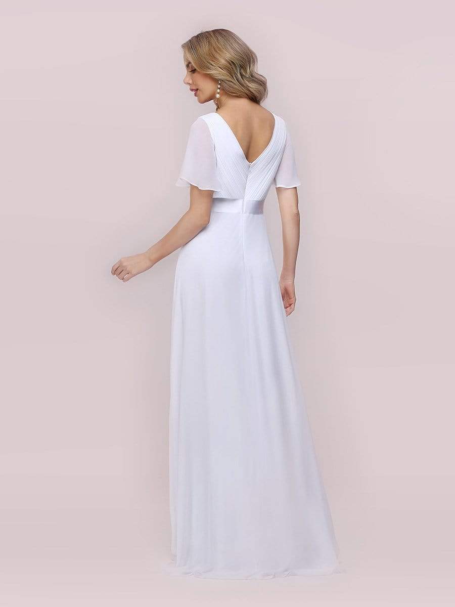 Minimalist A-Line Wholesale Chiffon Wedding Dress with Satin Belt