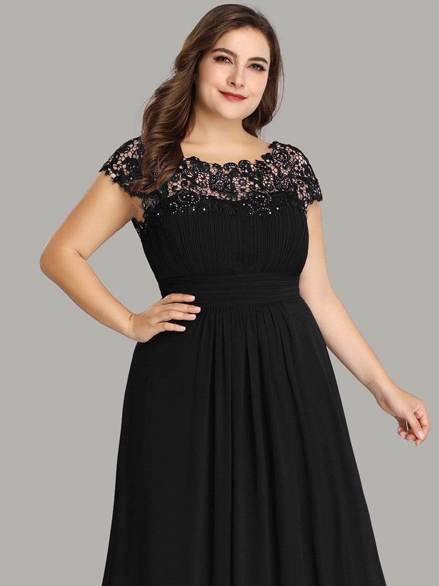 Elegant Lace Cap Sleeve Plus Size Bridesmaid Gown
