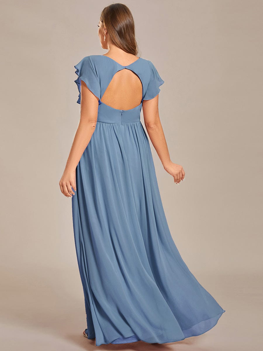Plus Size Chiffon Pleated A-Line Back Cutout Bridesmaid Dress
