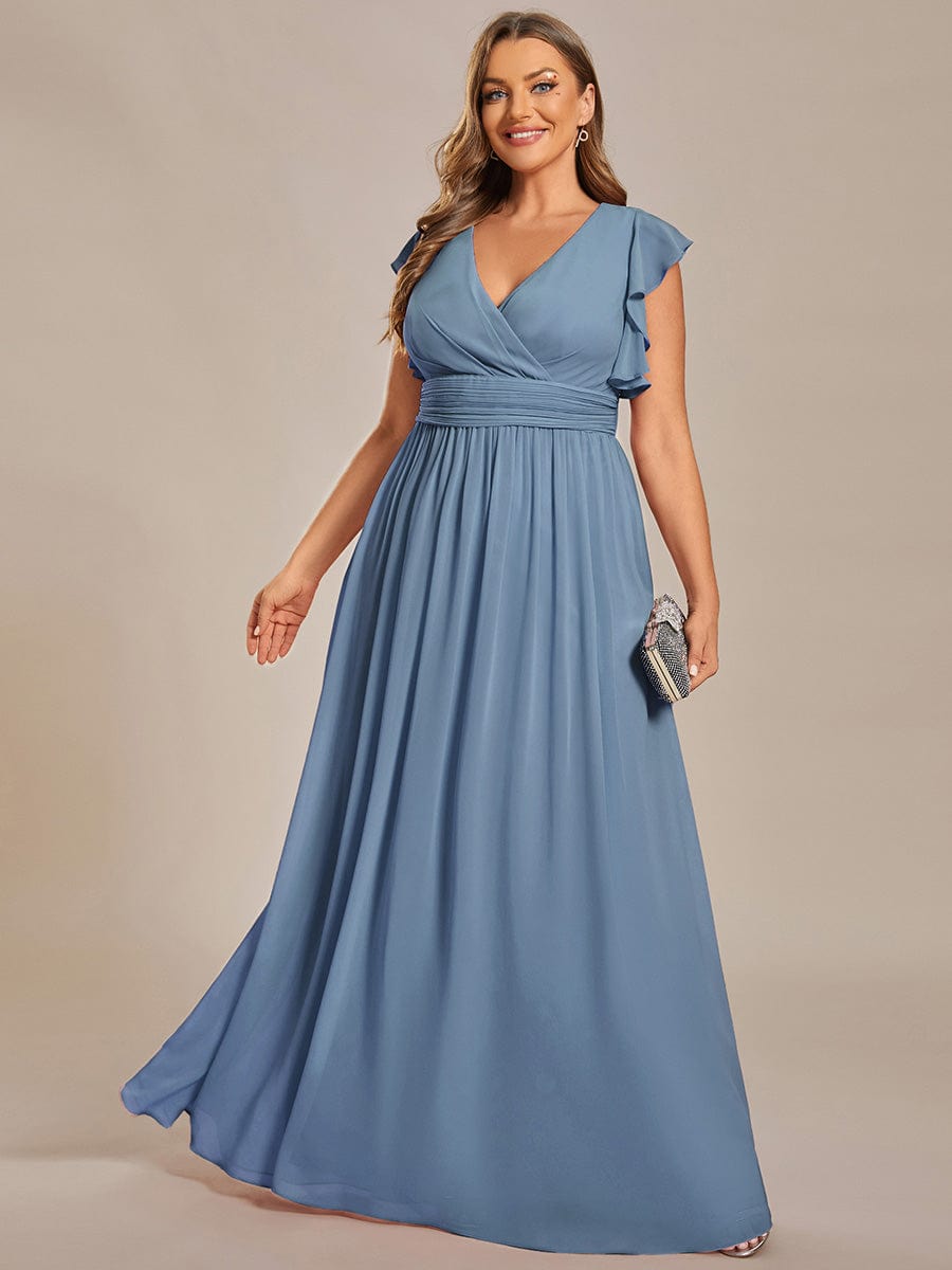 Plus Size Chiffon Pleated A-Line Back Cutout Bridesmaid Dress