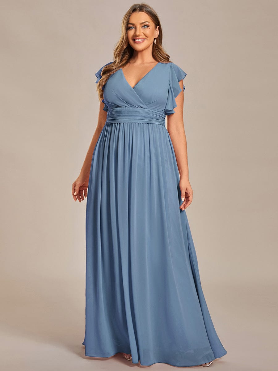 Plus Size Chiffon Pleated A-Line Back Cutout Bridesmaid Dress