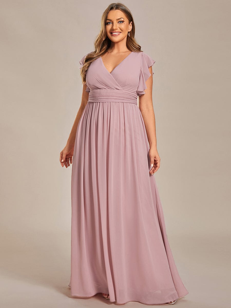 Plus Size Chiffon Pleated A-Line Back Cutout Bridesmaid Dress