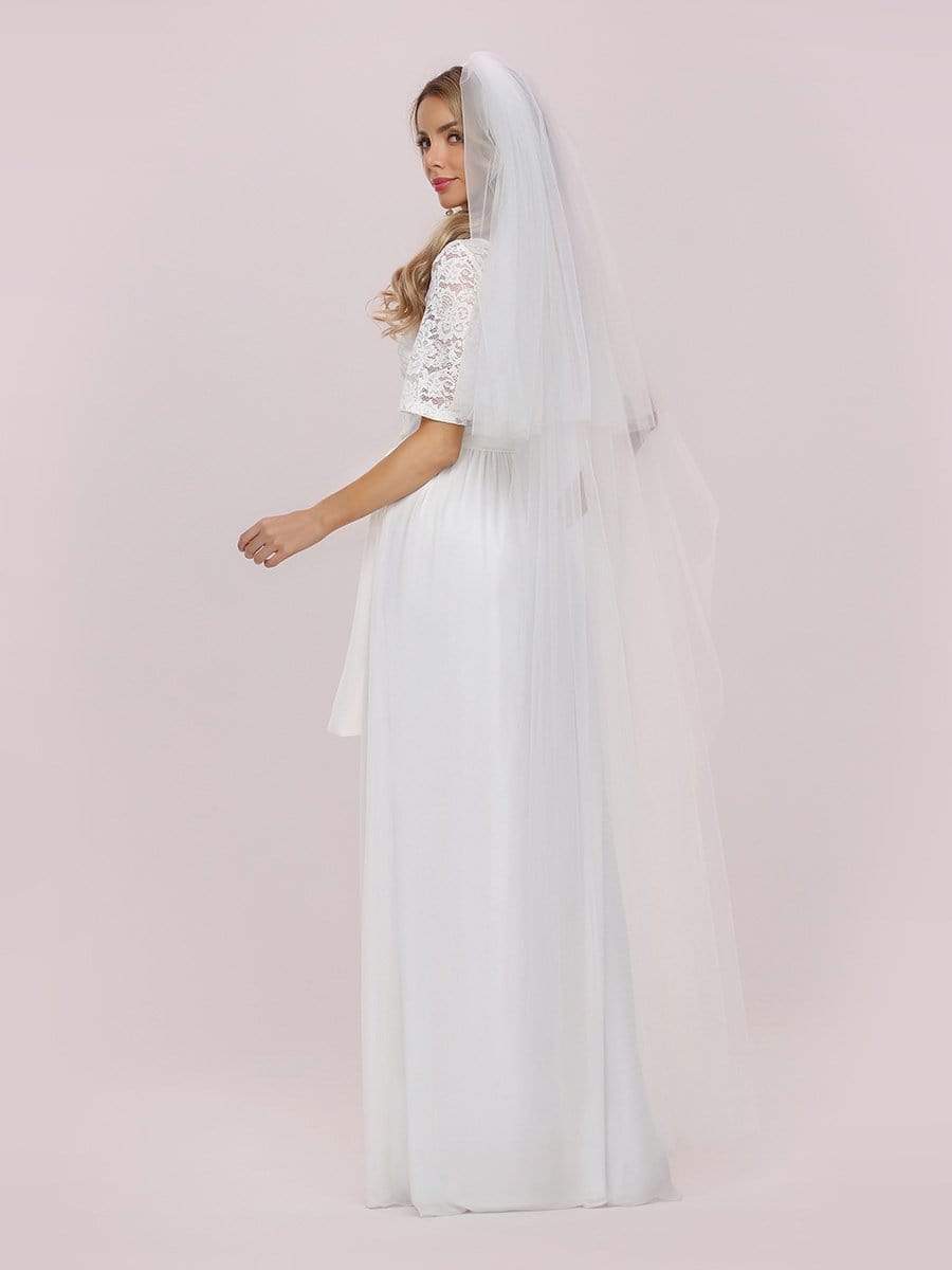 Wholesale Comfortable Chiffon Wedding Dress With Lace Short Sleeves