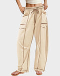 Hip Hop Patchwork Baggy Wide Leg Pants with Pockets