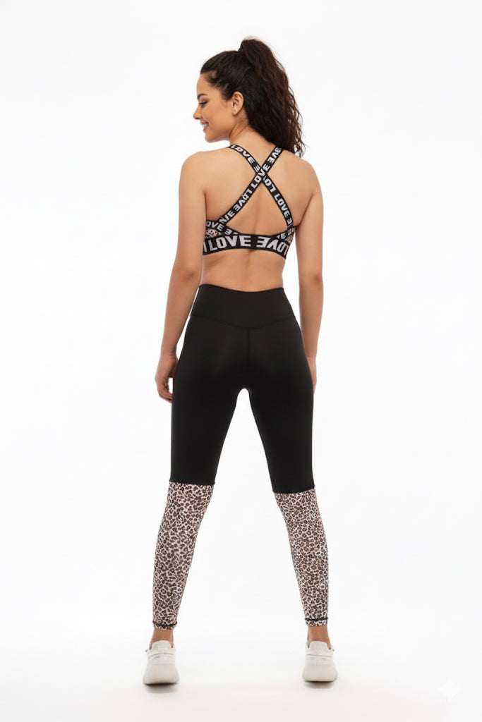 Women Seamless Workout Outfits Sport Bra And Legging Love Print
