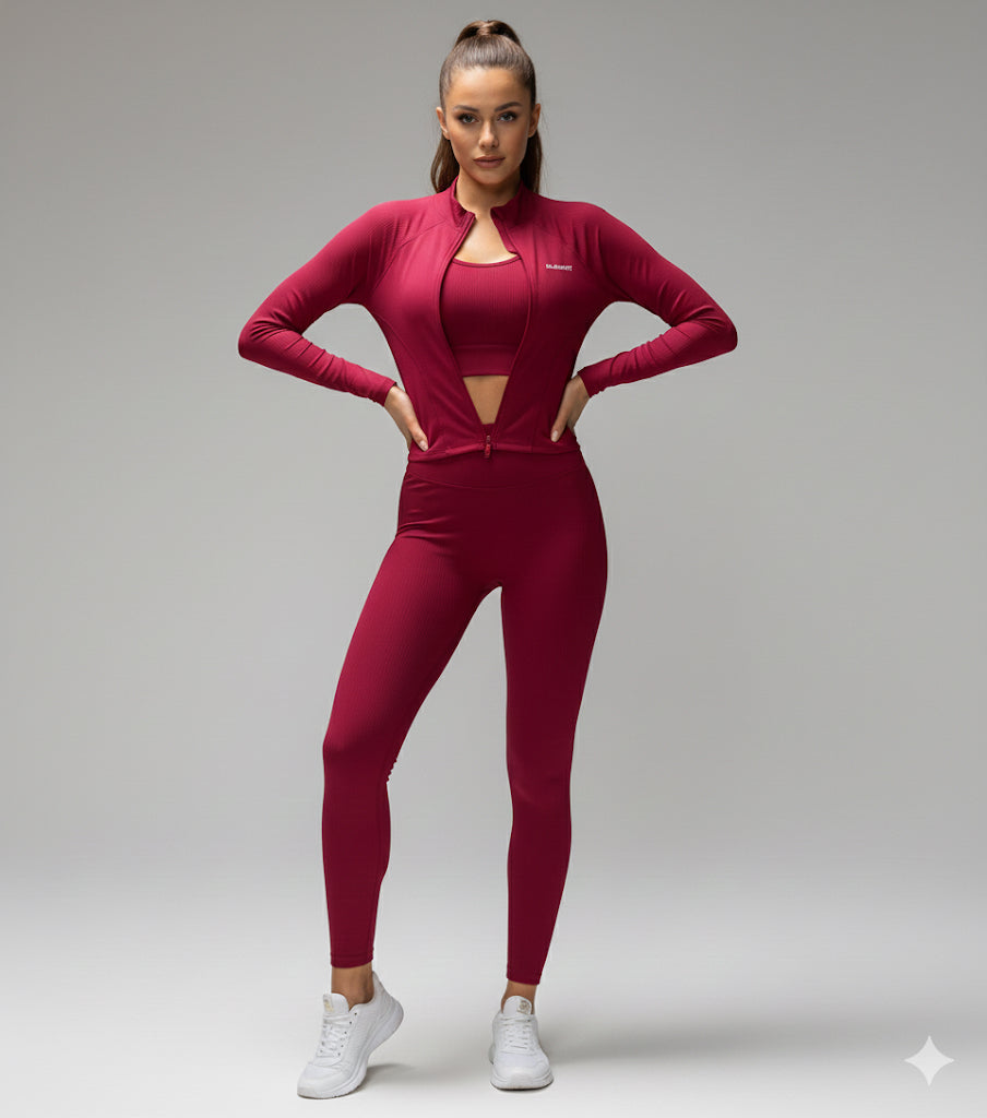 Long Sleeves Ribbed Thumb Holes Deep Ribbed Collar Breathable Workout Jacket