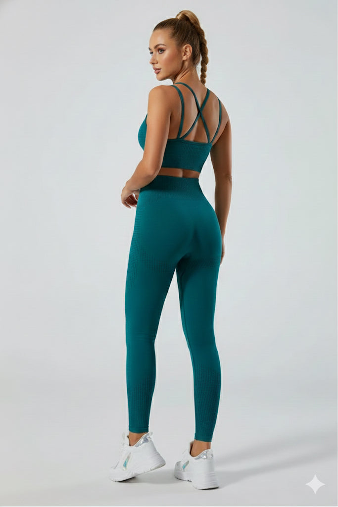New High Waisted 5 Pieces Workout Yoga, Running Wear Long sleeves, Leggings, Shorts, Sport Bra and Short sleeves Crop Top