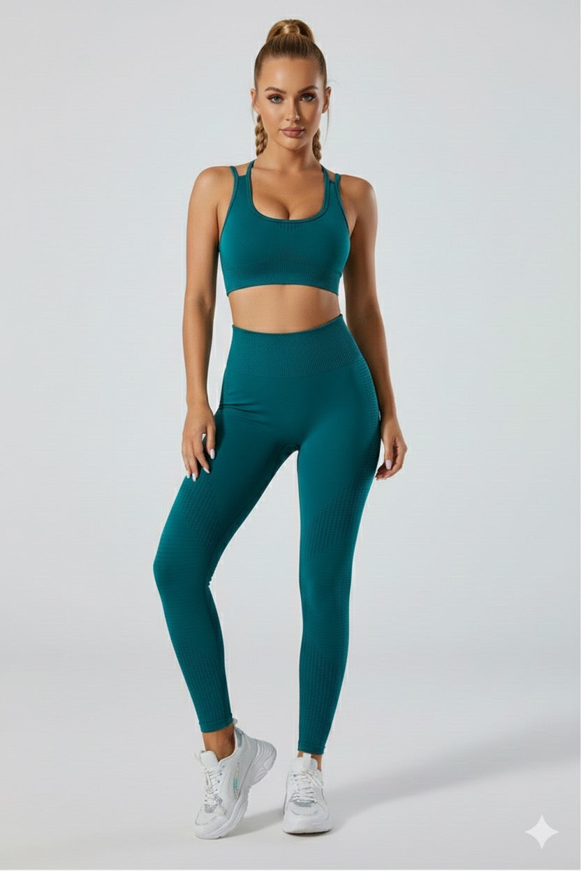 New High Waisted 5 Pieces Workout Yoga, Running Wear Long sleeves, Leggings, Shorts, Sport Bra and Short sleeves Crop Top