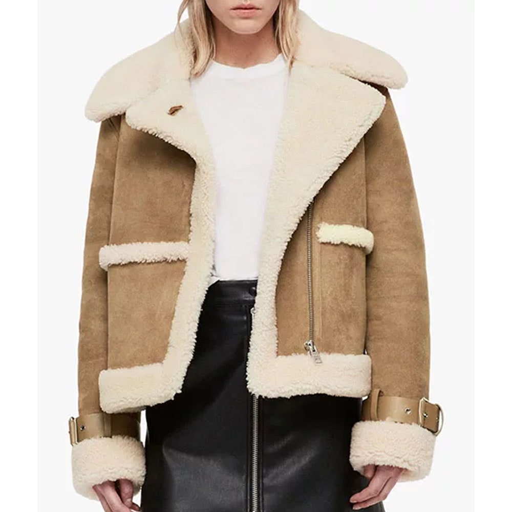 Jessica Brown Suede Leather Jacket