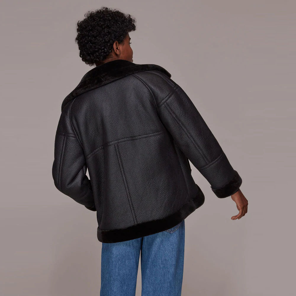 Lauren Faux Fur Shearling Biker Jacket