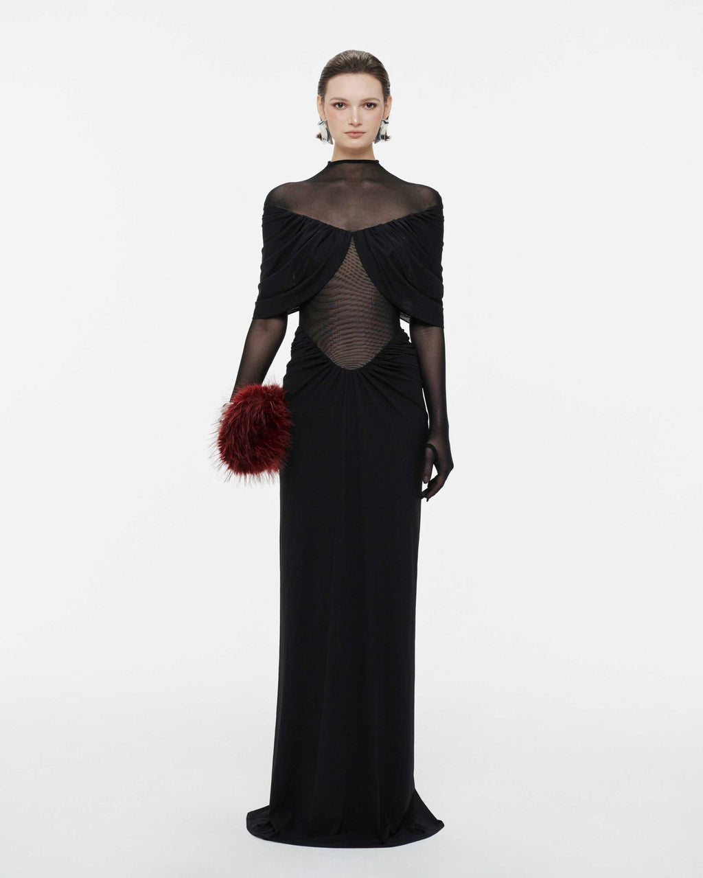 Draped Pleated Cape Dress