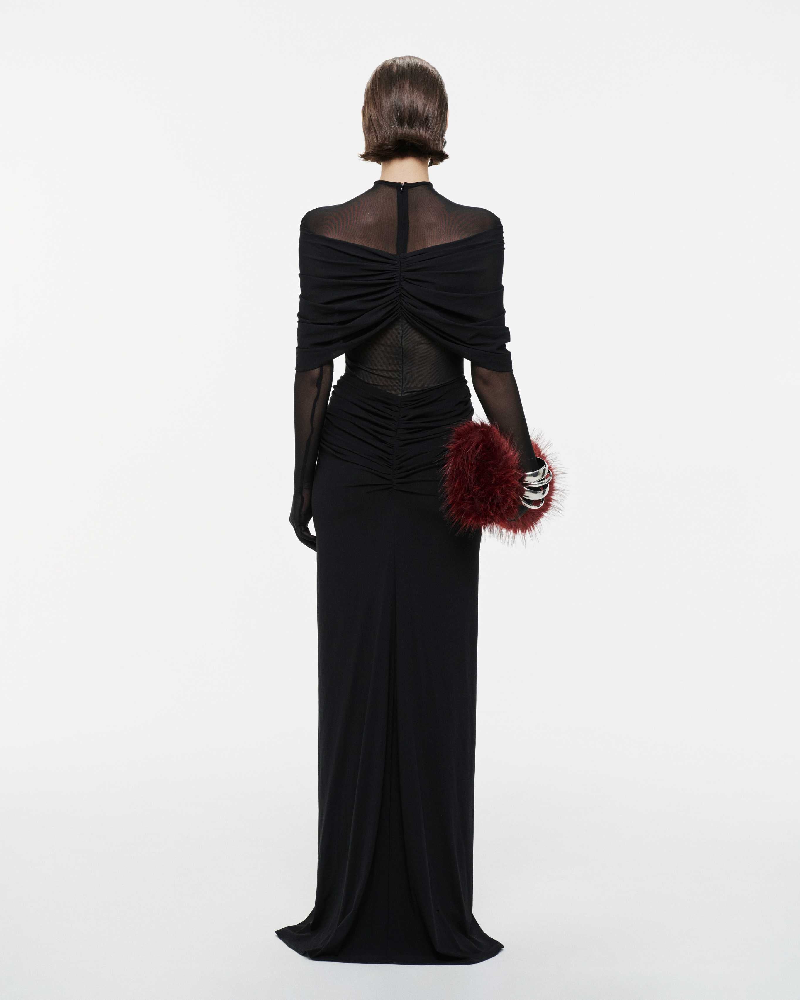 Draped Pleated Cape Dress