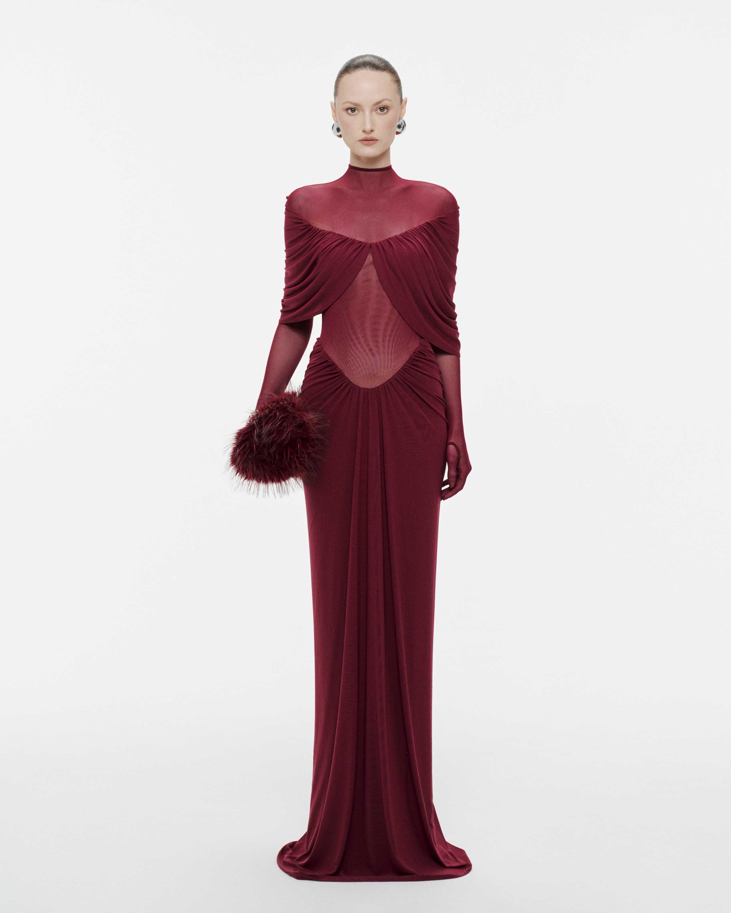 Draped Pleated Cape Dress