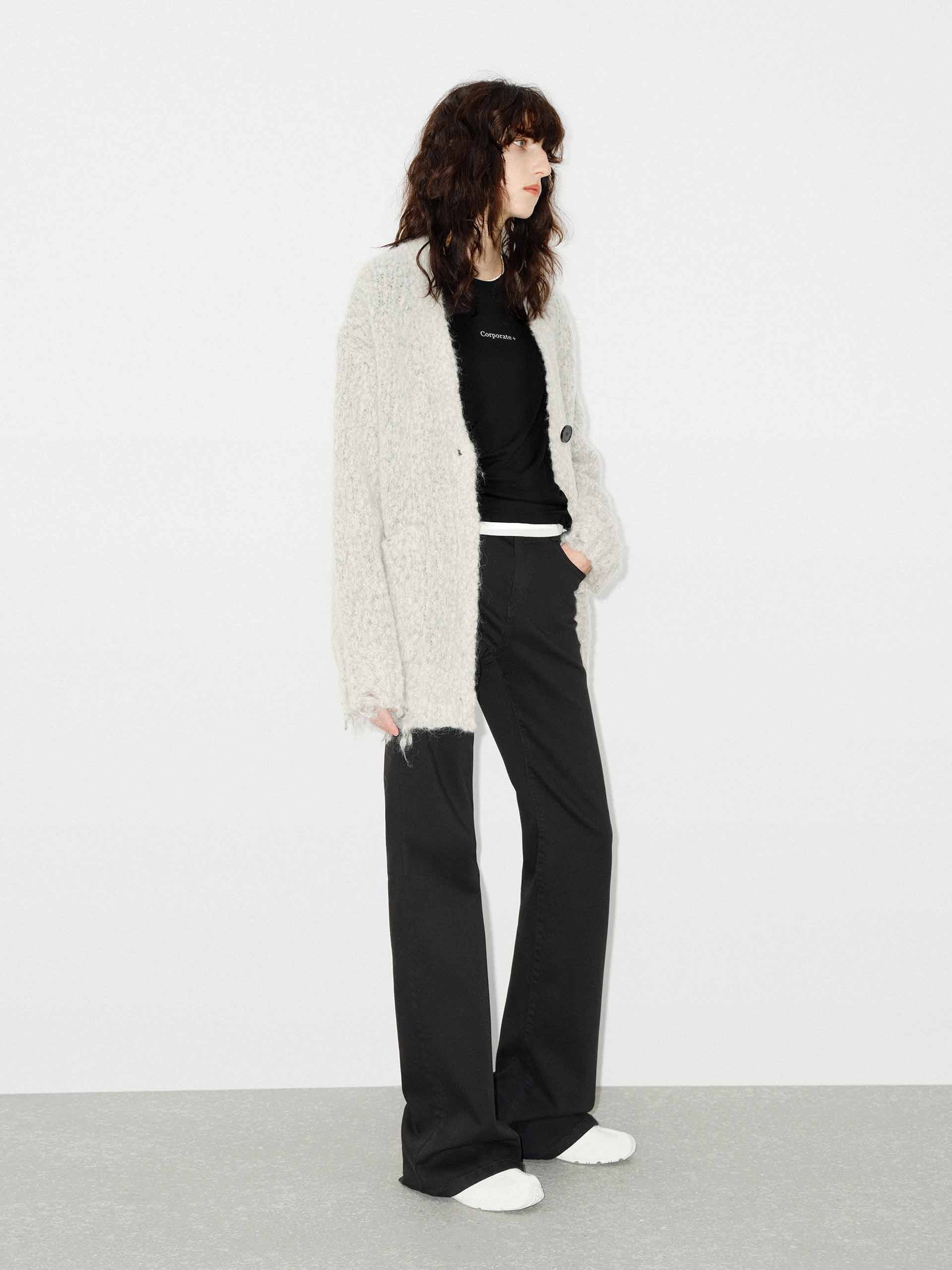Distressed Detail Fluffy Cardigan