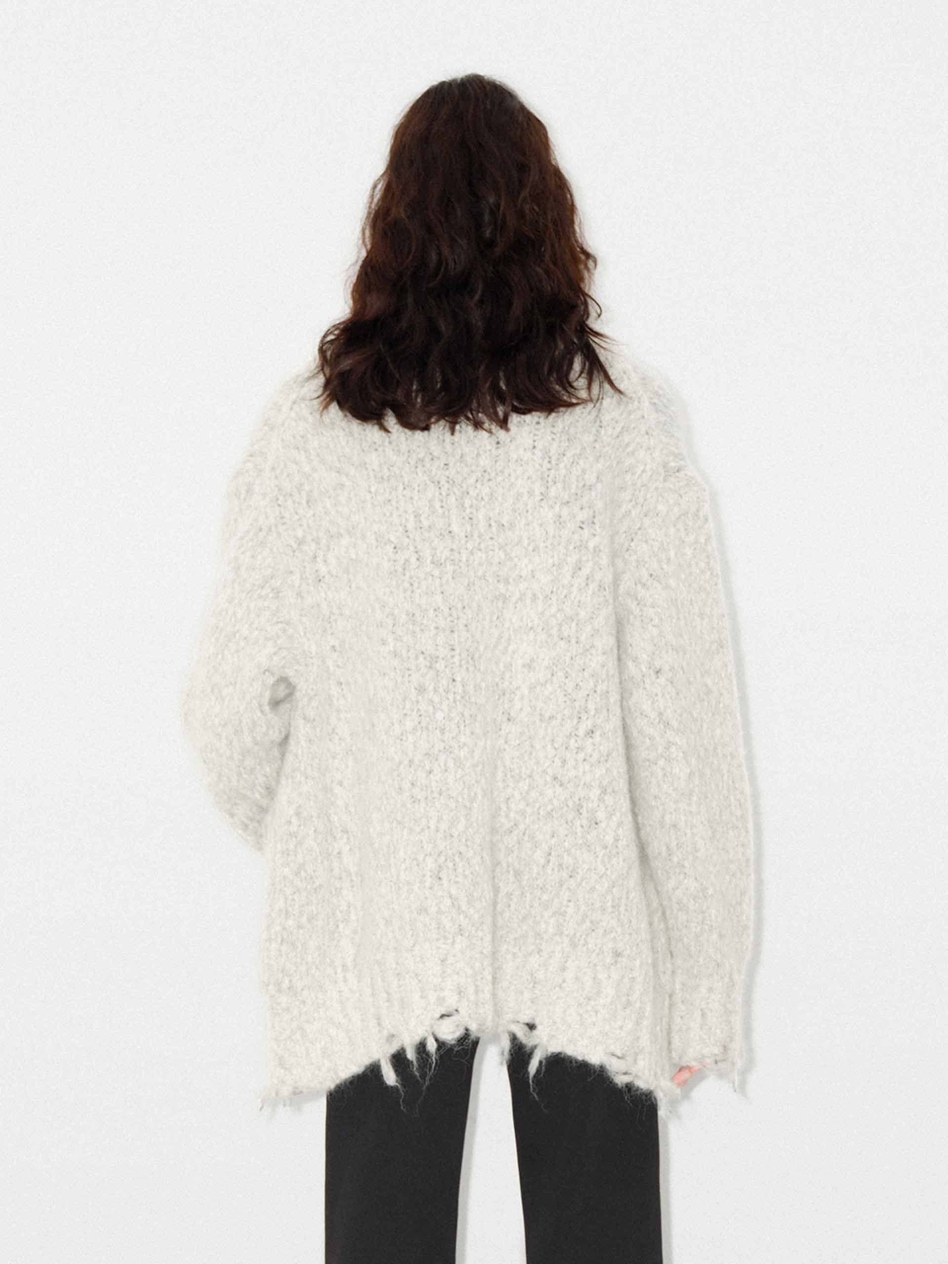 Distressed Detail Fluffy Cardigan