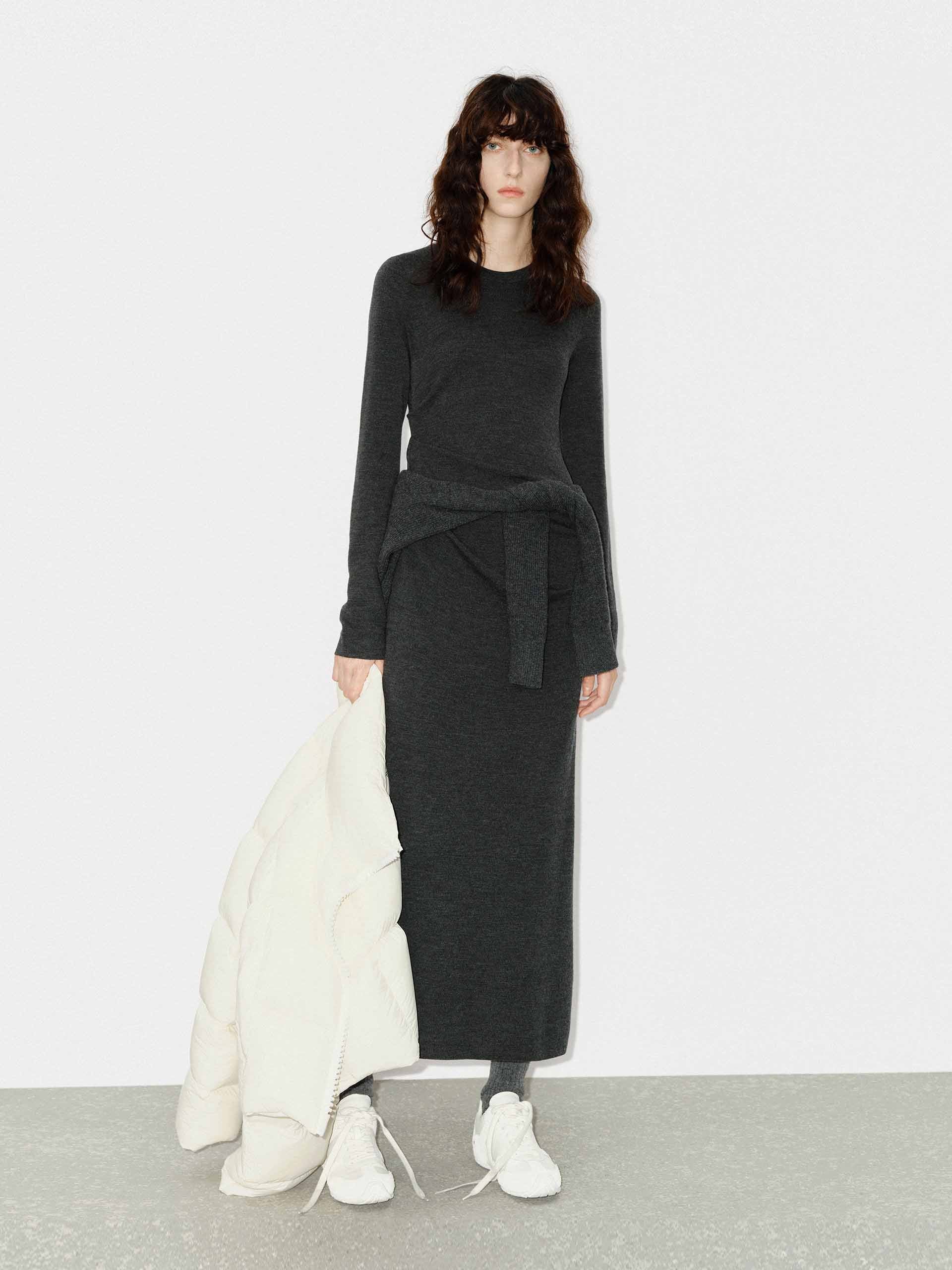 Midi Length Wool Dress
