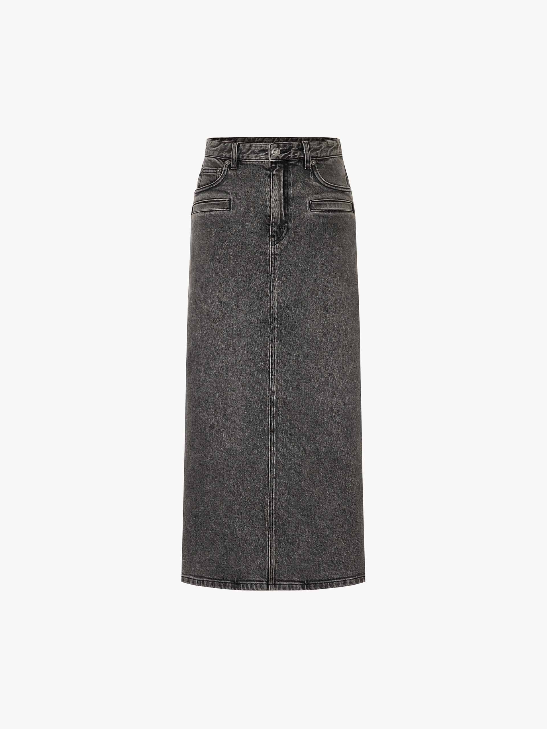 Denim Back Slit Skirt