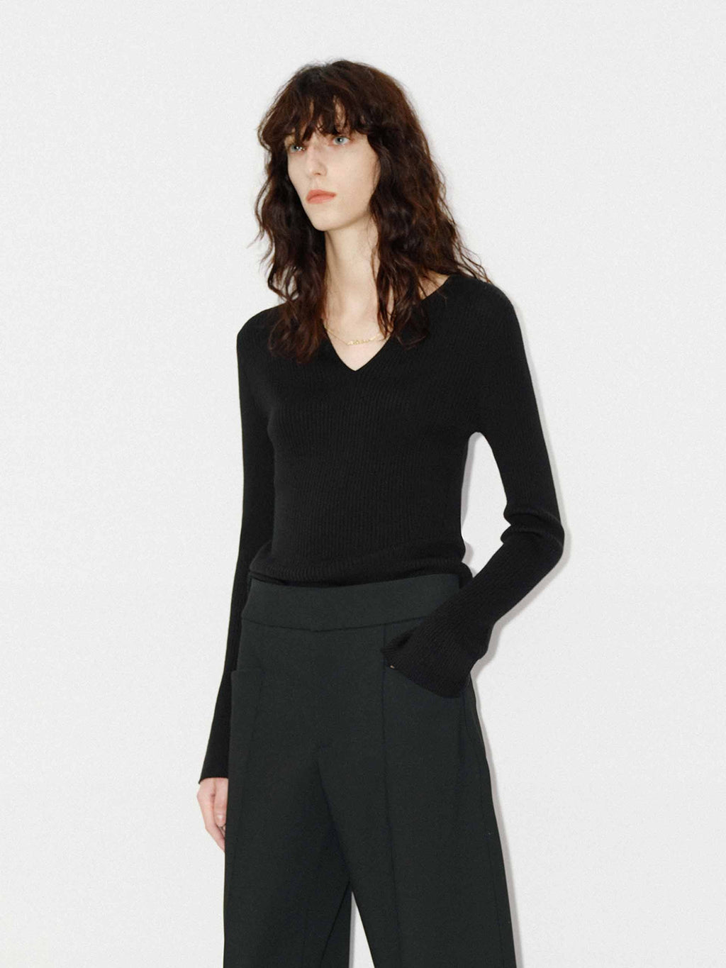 V-neck Wool Knit Sweater