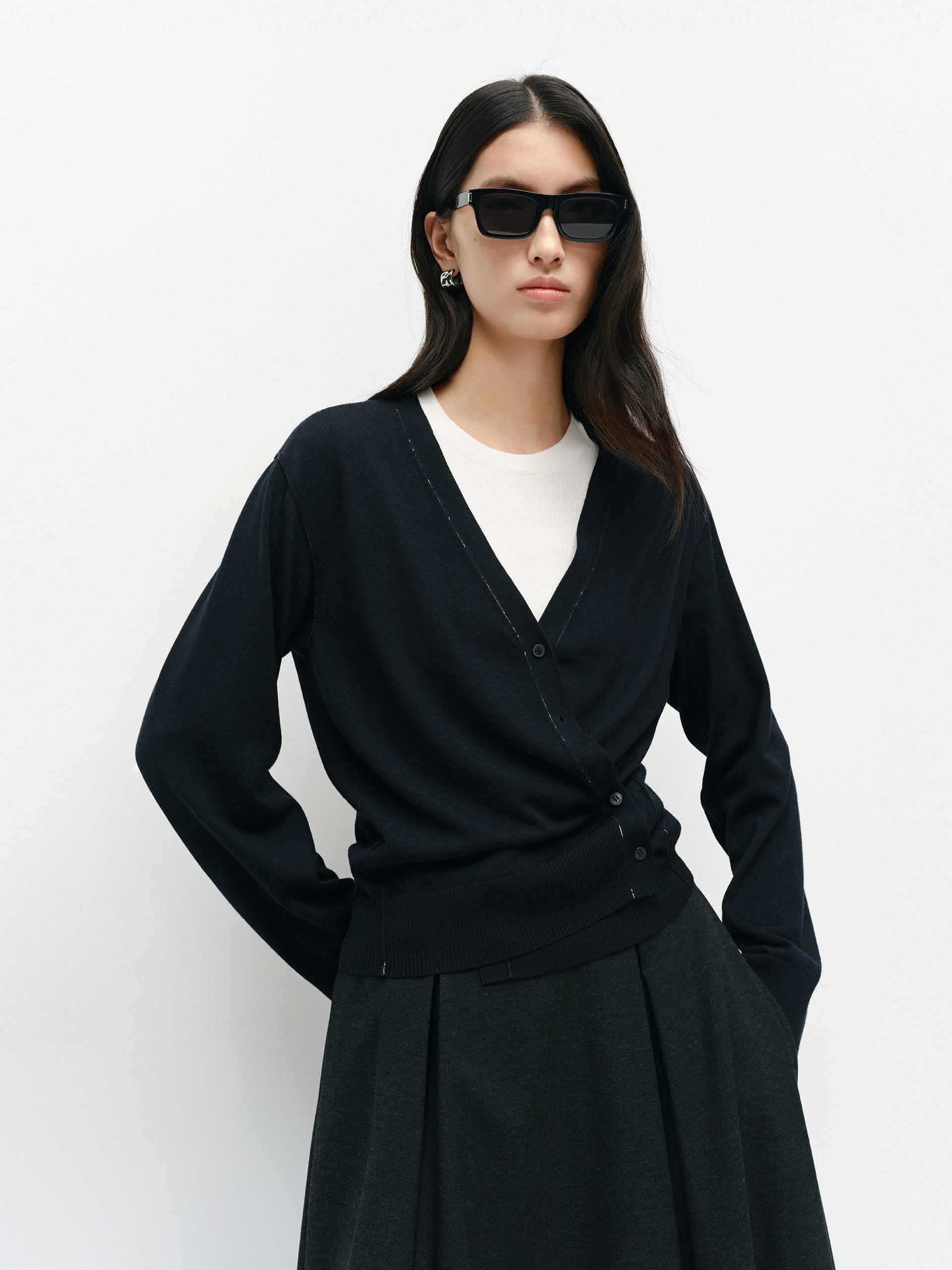 Seams Detail Wool Cardigan