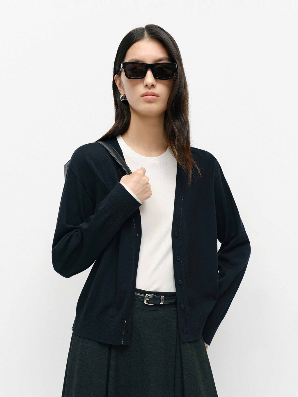 Seams Detail Wool Cardigan