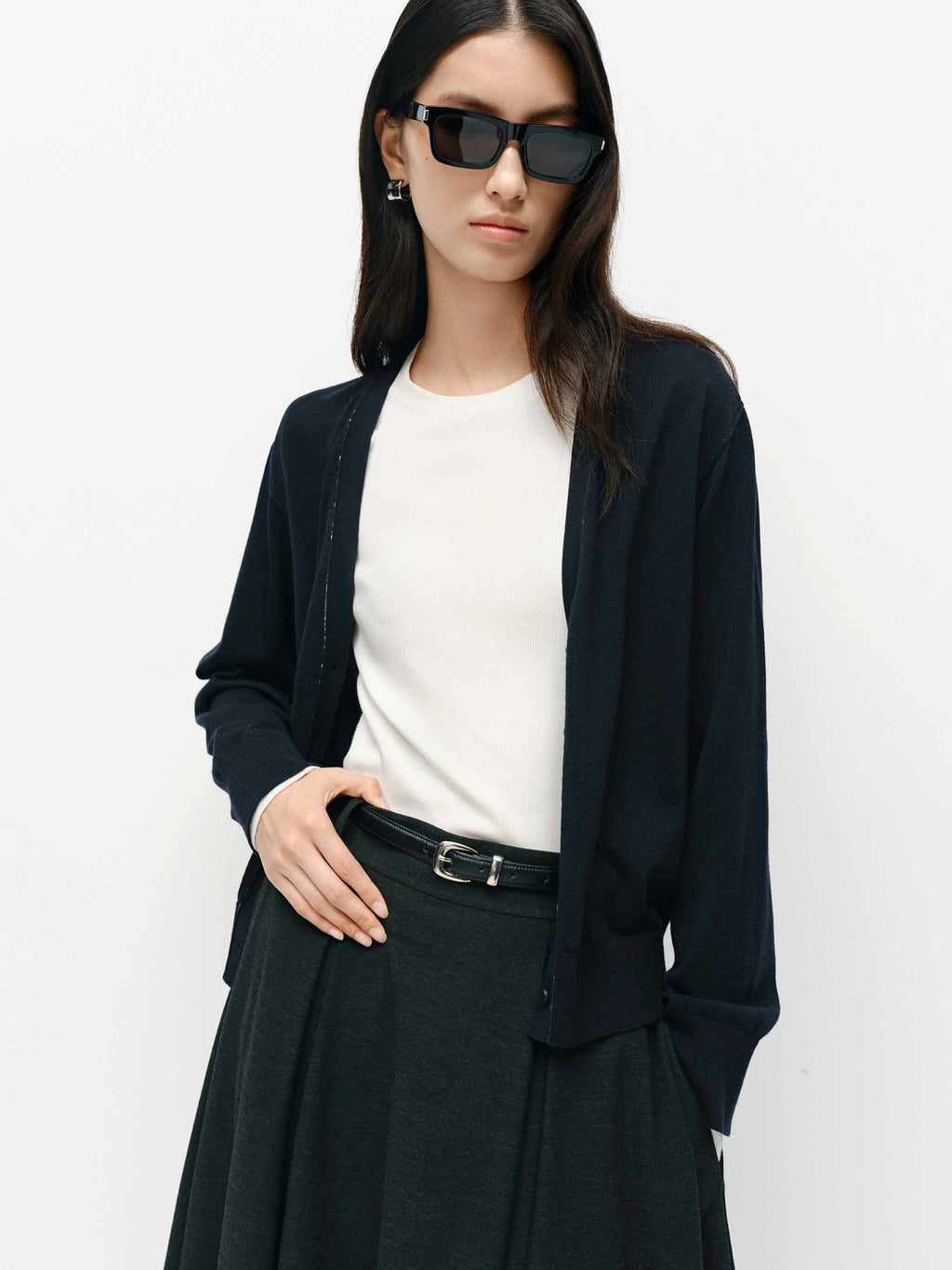 Seams Detail Wool Cardigan