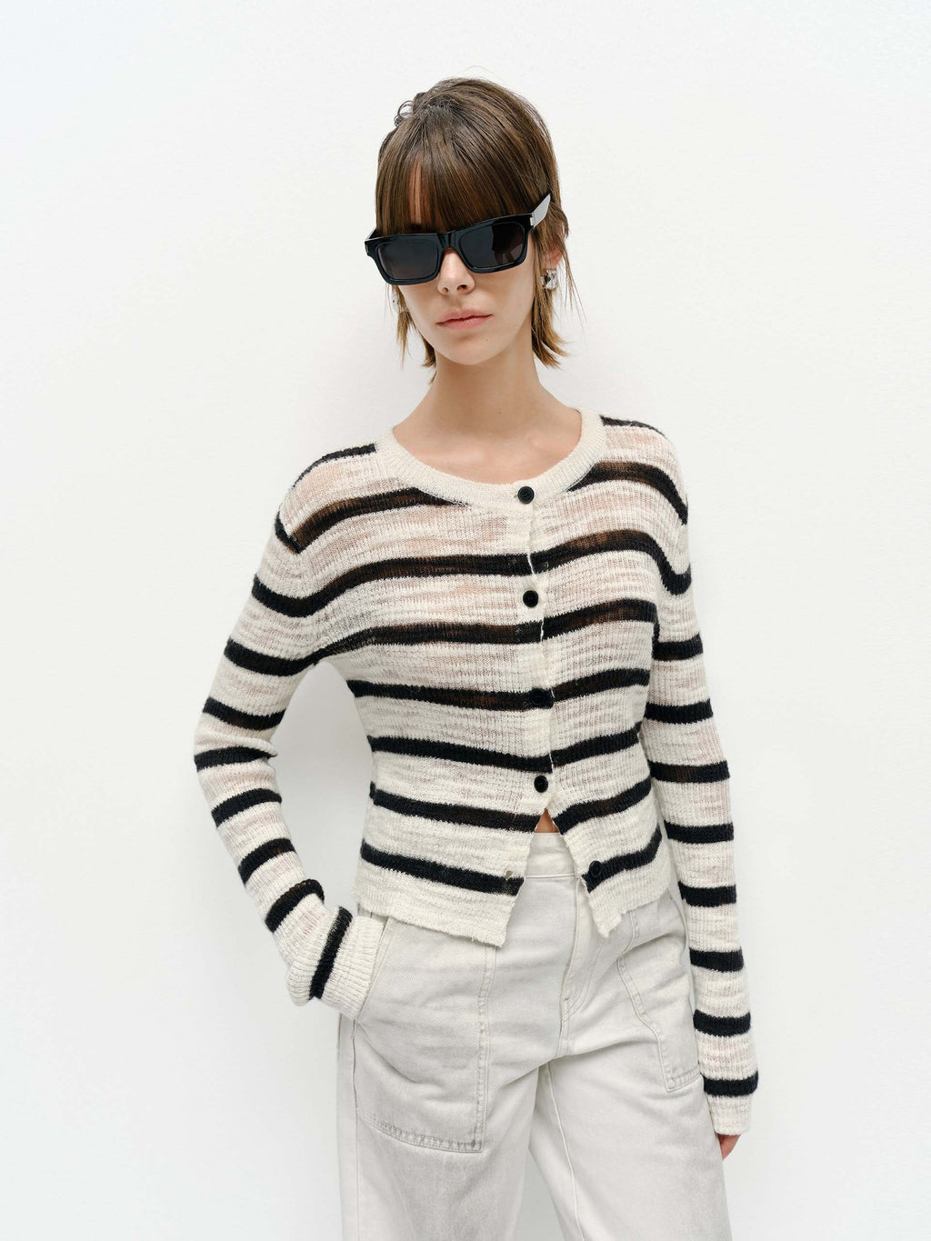 Linen Blend Textured Cardigan
