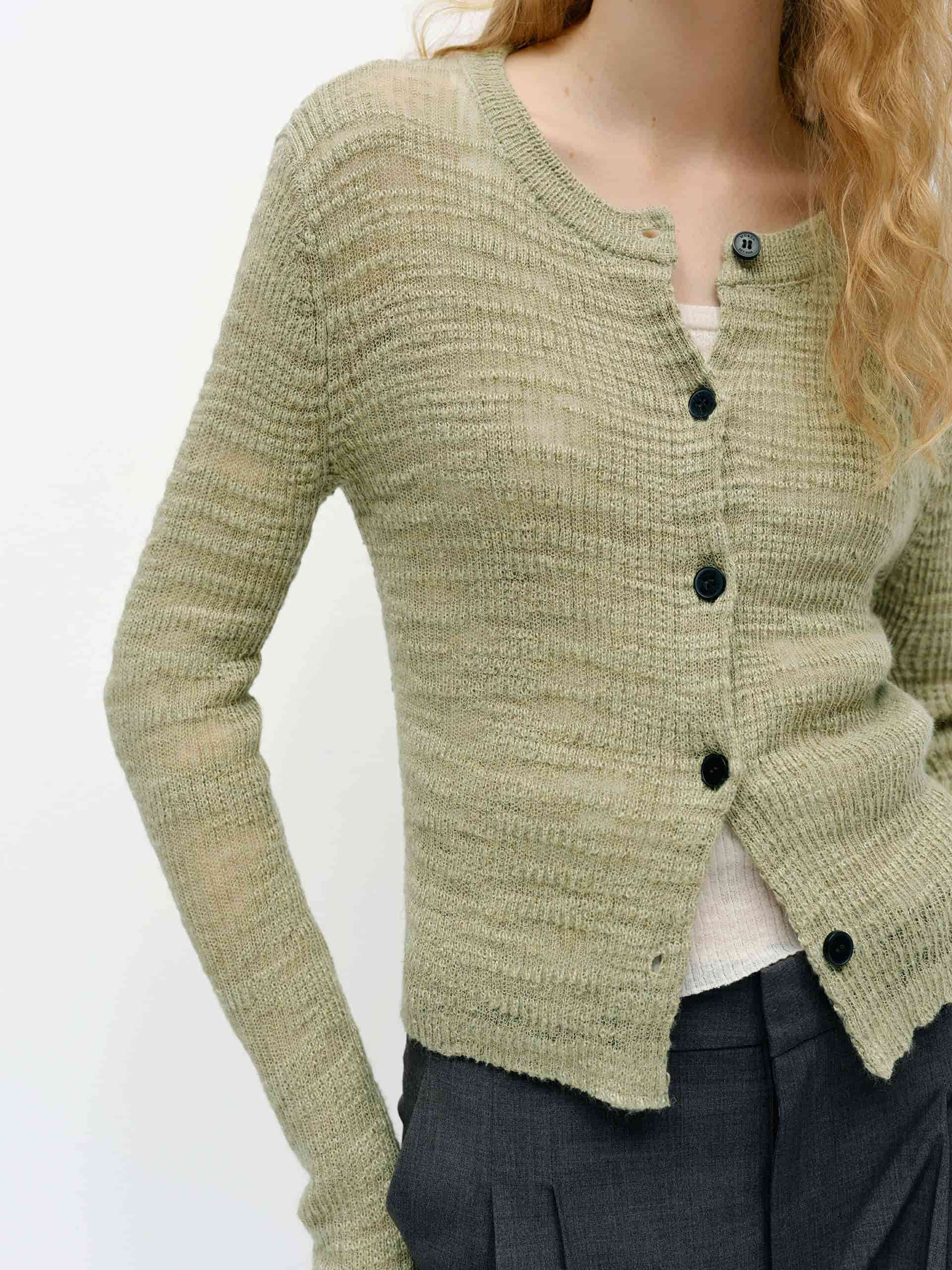 Linen Blend Textured Cardigan