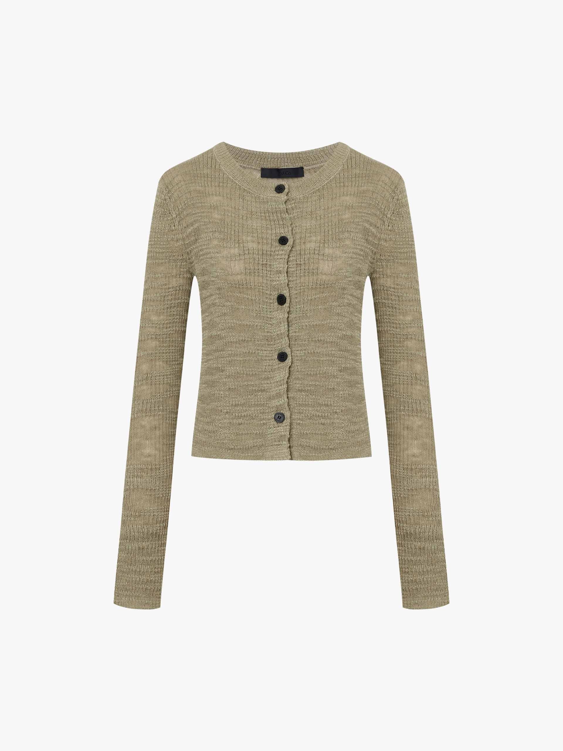 Linen Blend Textured Cardigan