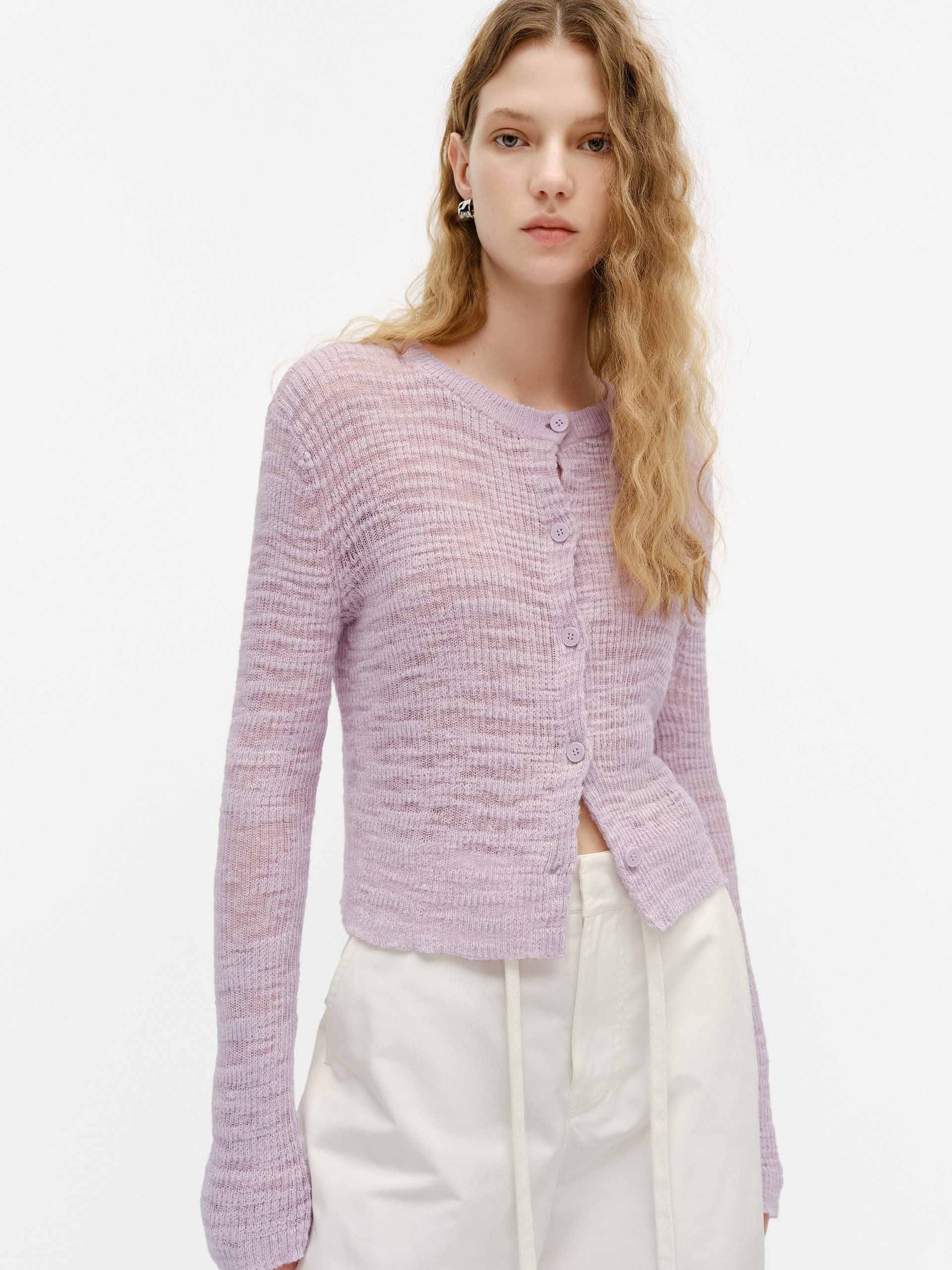 Linen Blend Textured Cardigan