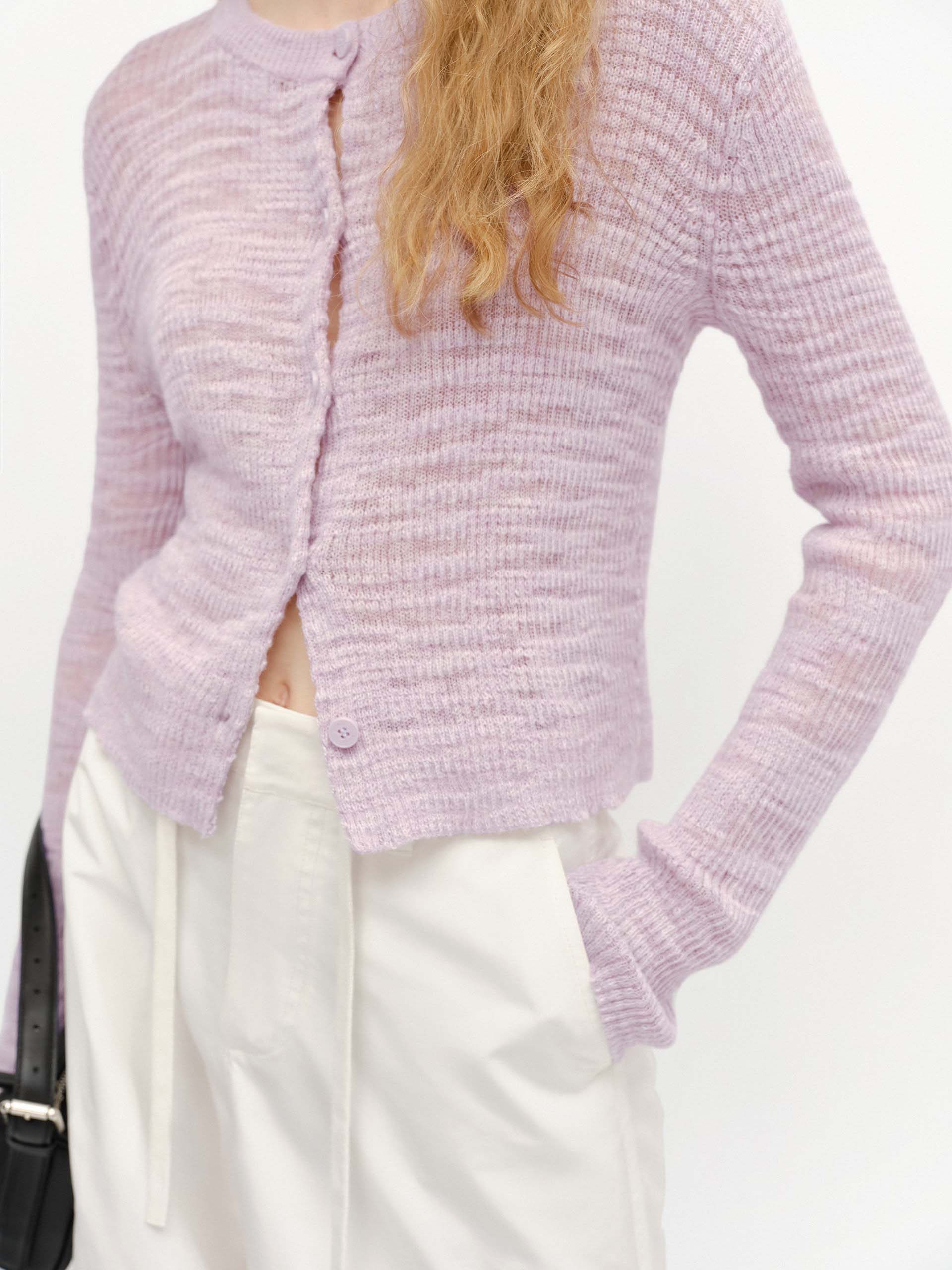 Linen Blend Textured Cardigan