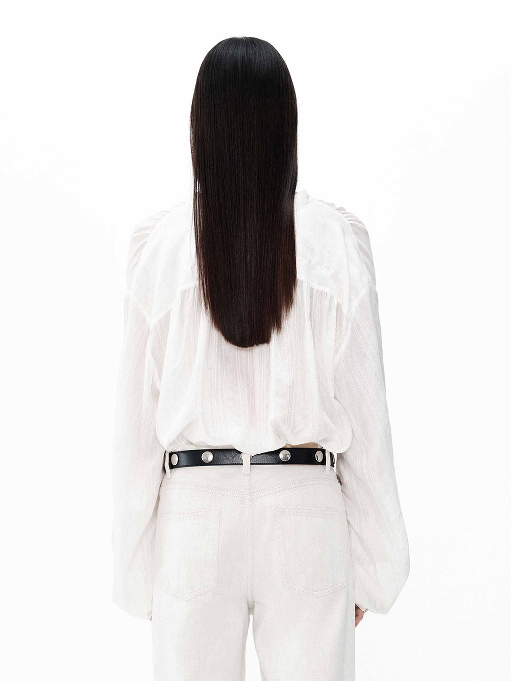 Volume Sleeve Tie Blouse