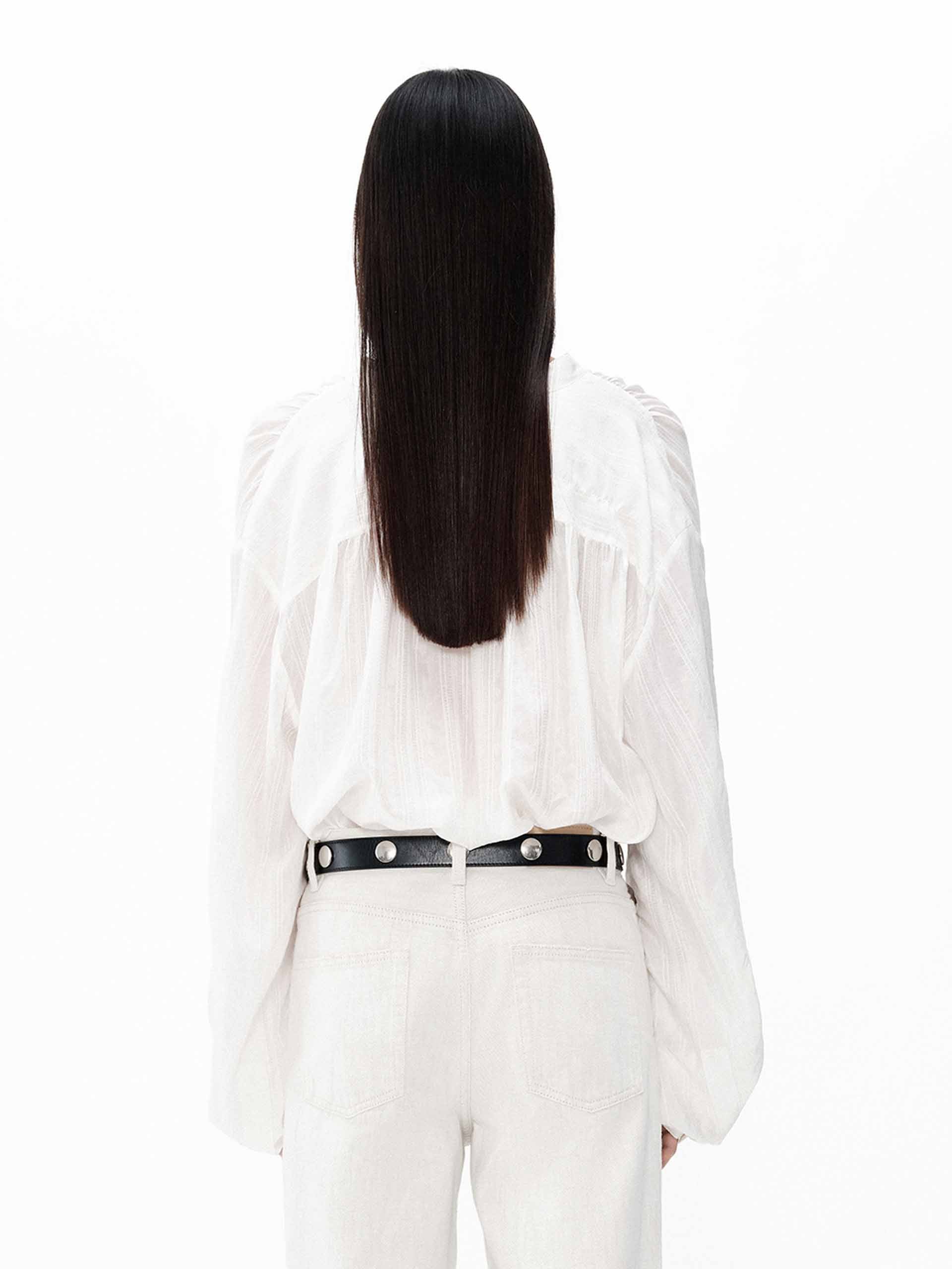 Volume Sleeve Tie Blouse