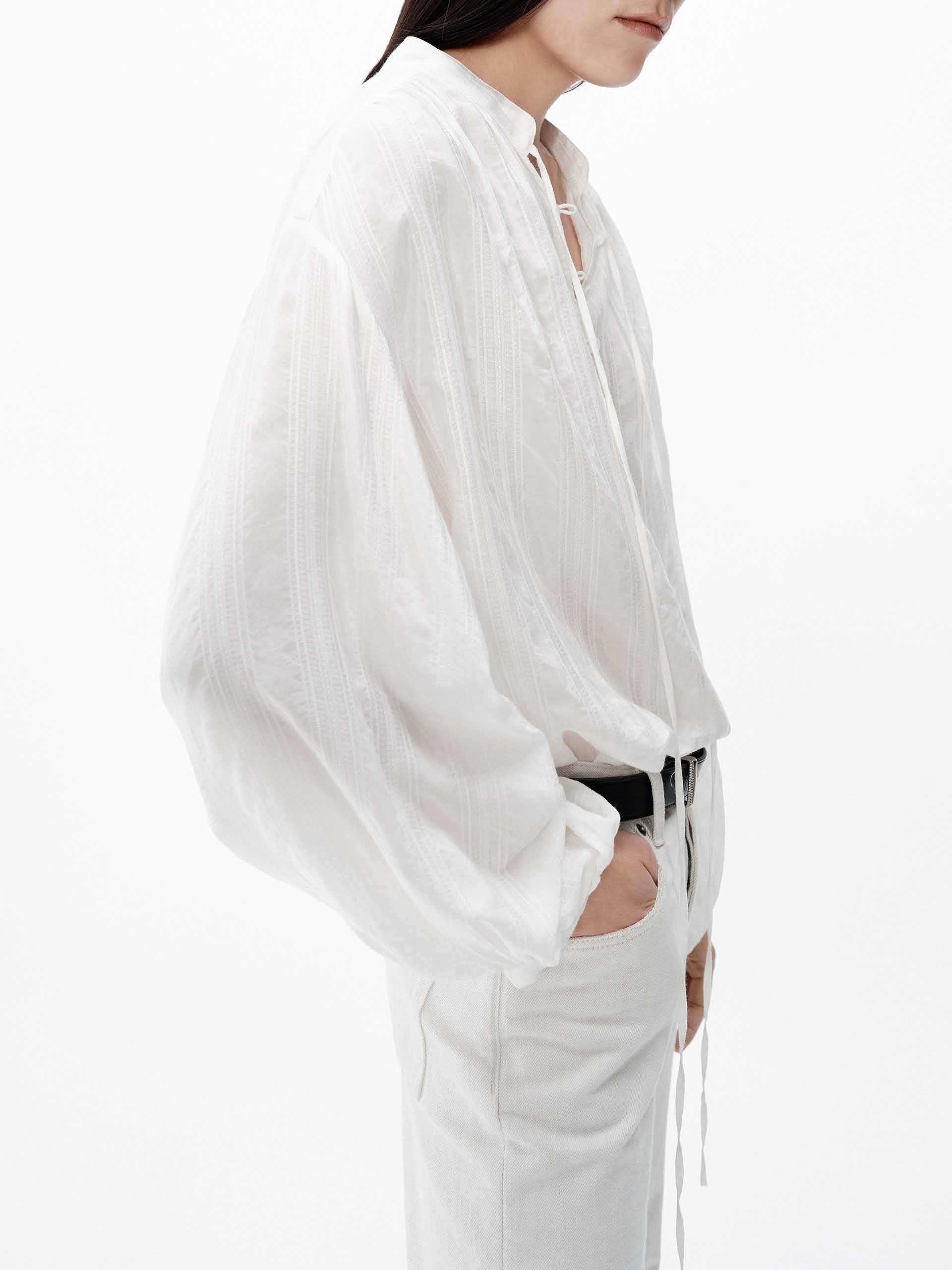 Volume Sleeve Tie Blouse