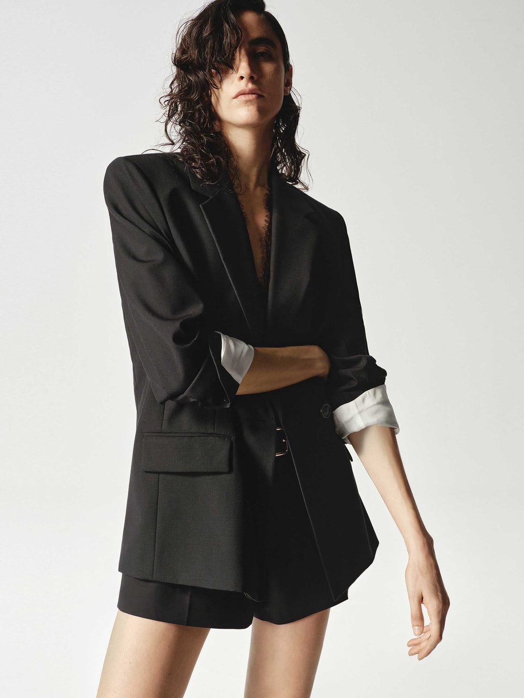 Wool Blend Long Blazer