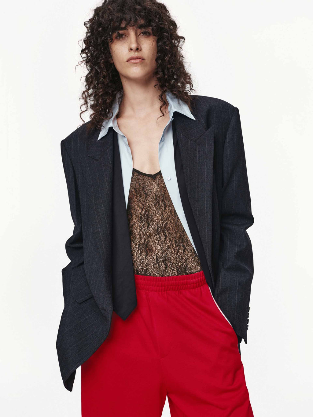 Pinstripe Peak Lapel Blazer