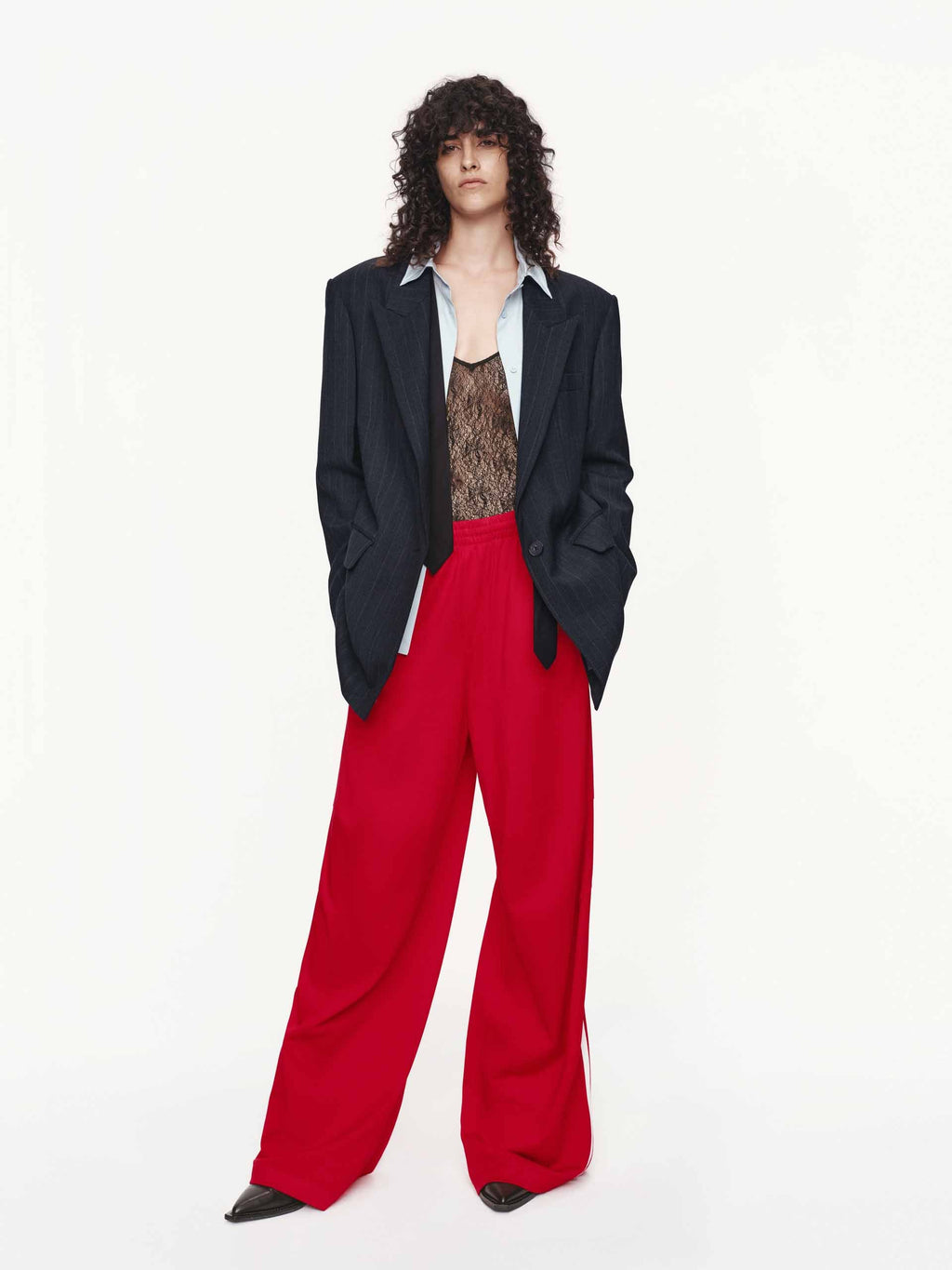 Pinstripe Peak Lapel Blazer