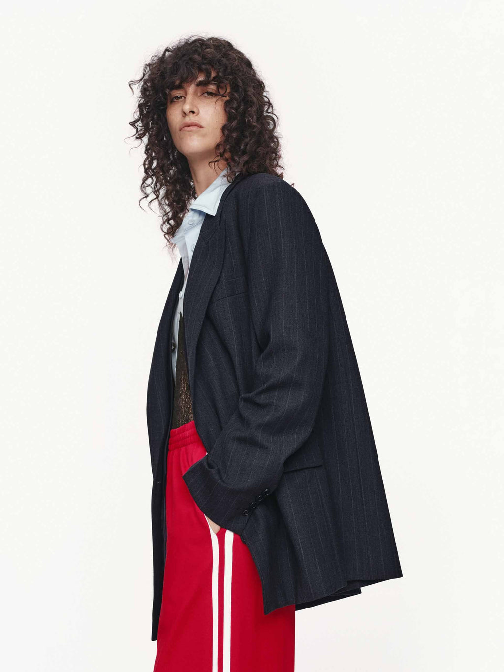 Pinstripe Peak Lapel Blazer