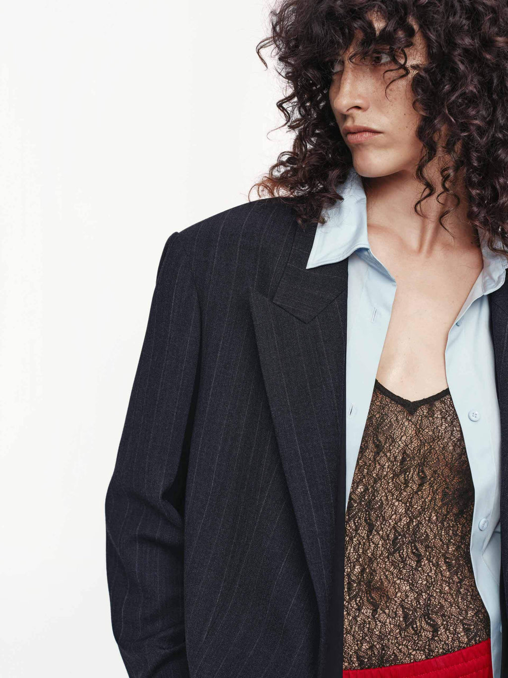 Pinstripe Peak Lapel Blazer
