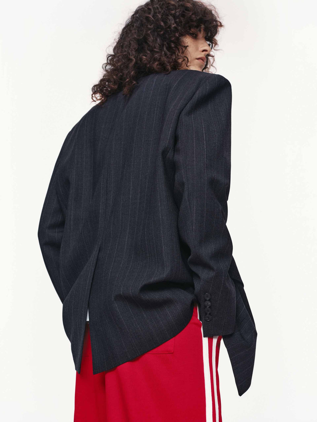 Pinstripe Peak Lapel Blazer