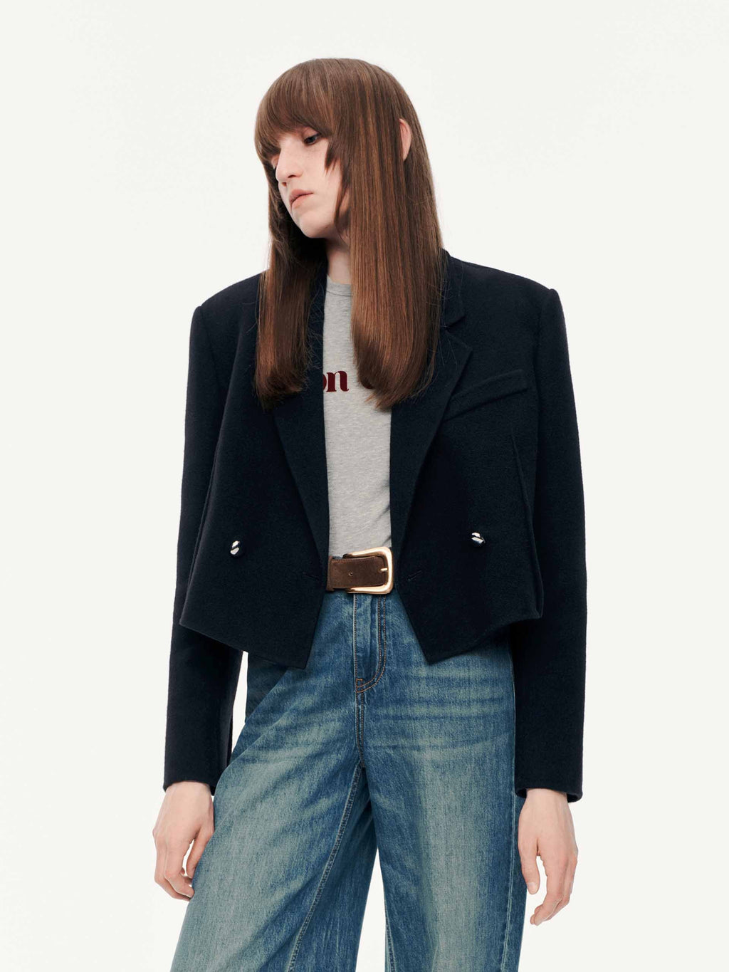 Cropped Fit Wool Blazer