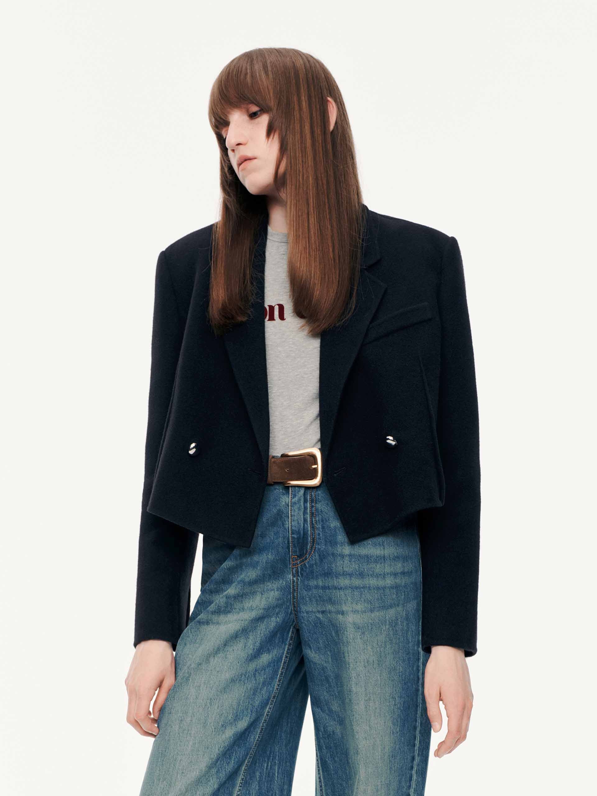 Cropped Fit Wool Blazer