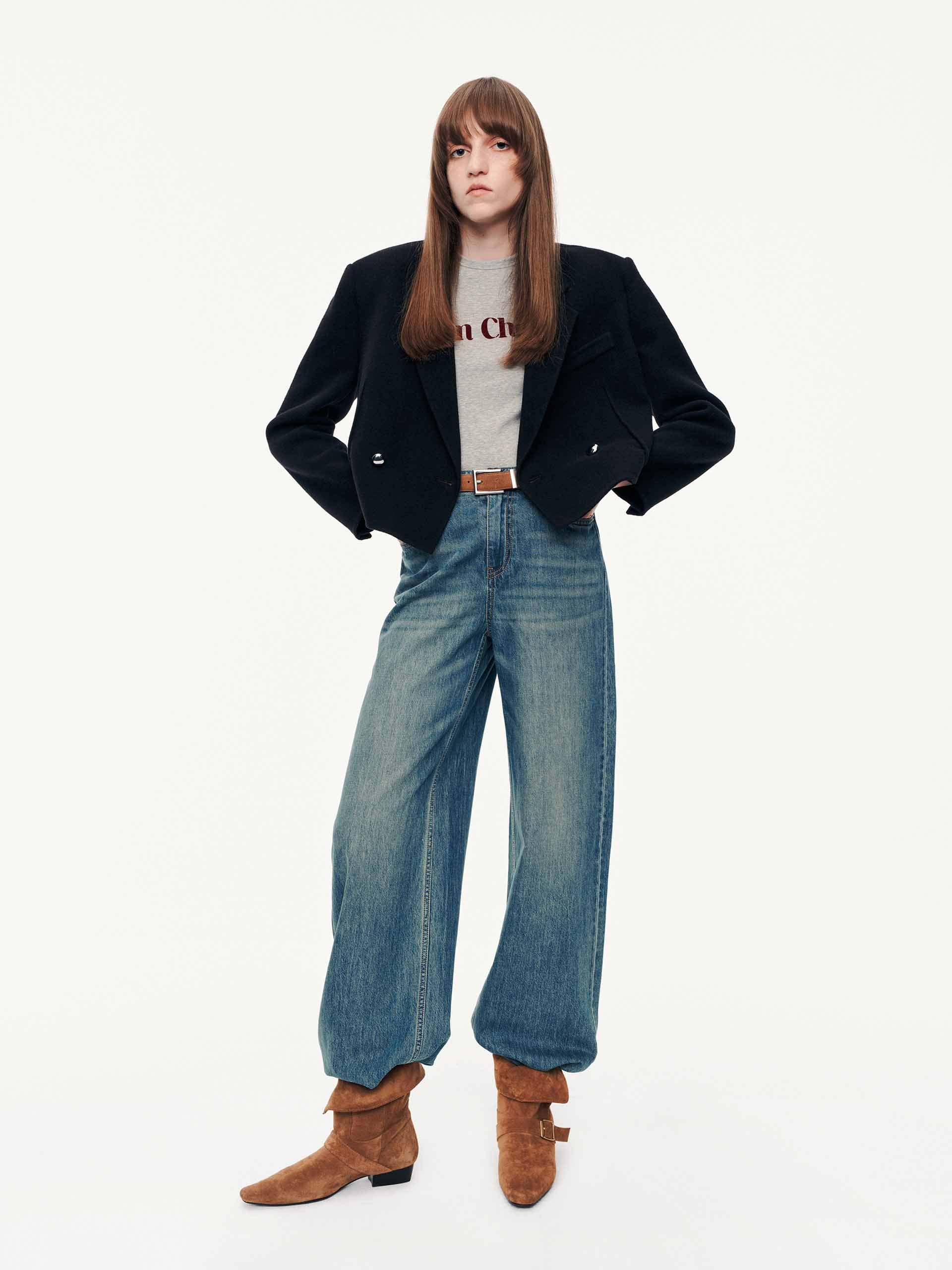 Cropped Fit Wool Blazer